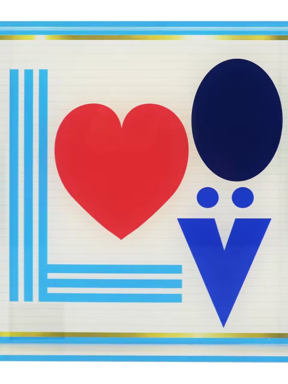 Jonathan Adler Acrylic 'LOVE' Tray New Limited Edition White Blue Hues & Reds